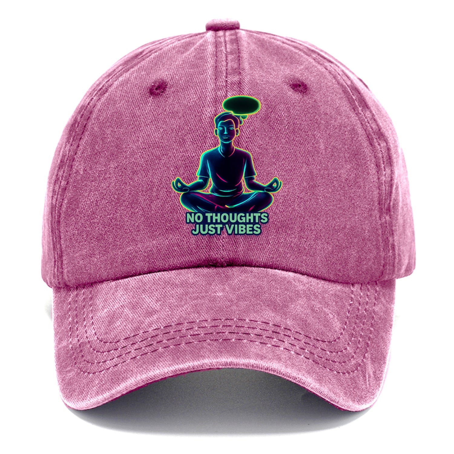 Peaceful floating figure with empty thought bubble - "no thoughts just vibes" zen - Classic Cap - Dusty Rose(Rose)