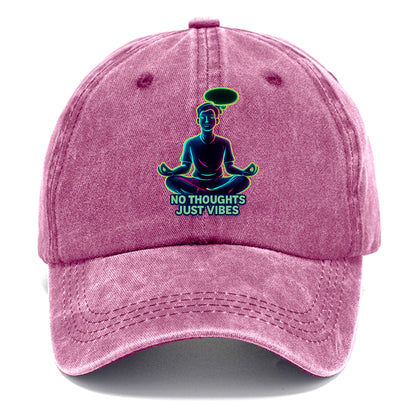 Peaceful floating figure with empty thought bubble - "no thoughts just vibes" zen - Classic Cap - Dusty Rose(Rose)