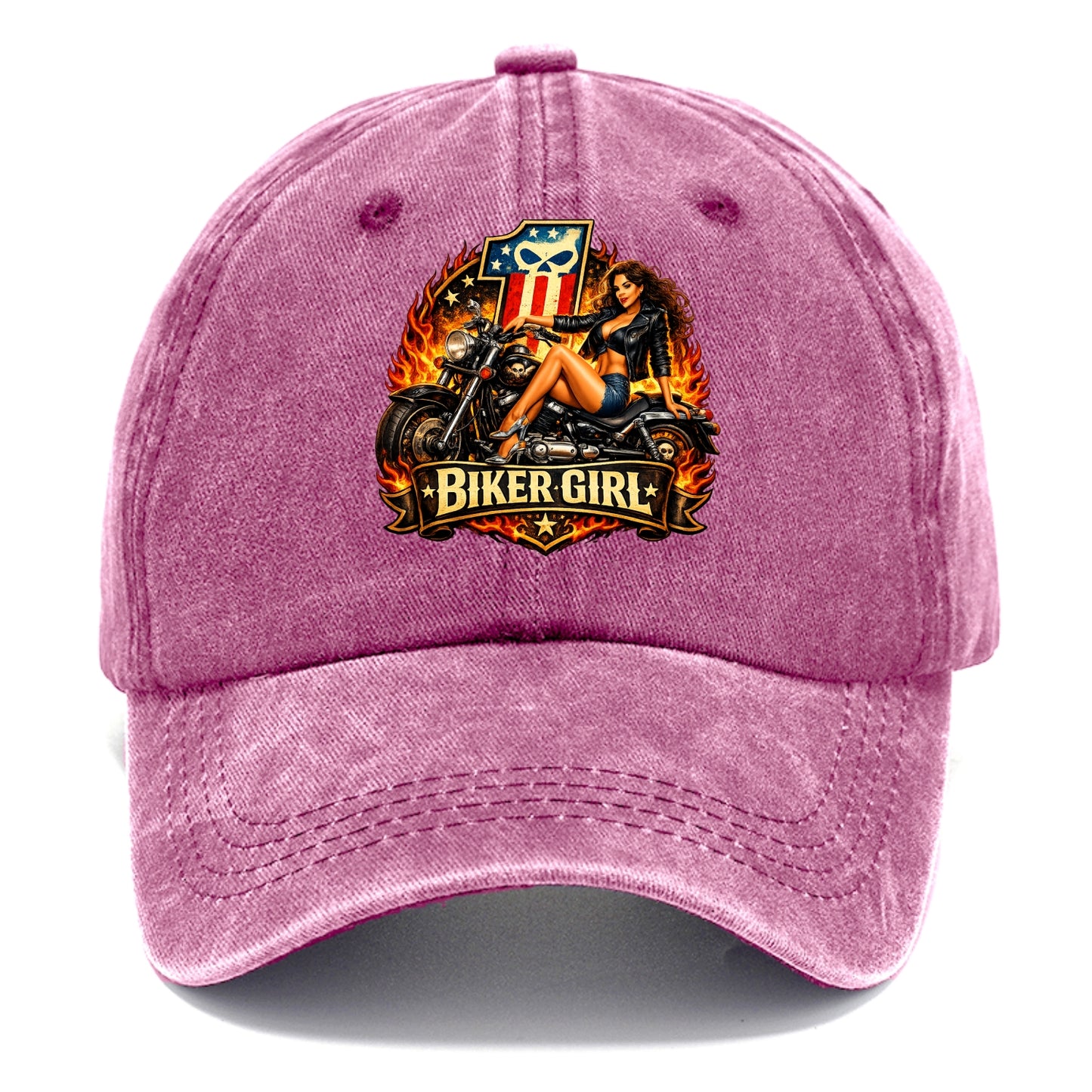 Vintage Biker Pin Up - Classic Cap - Dusty Rose(Rose)