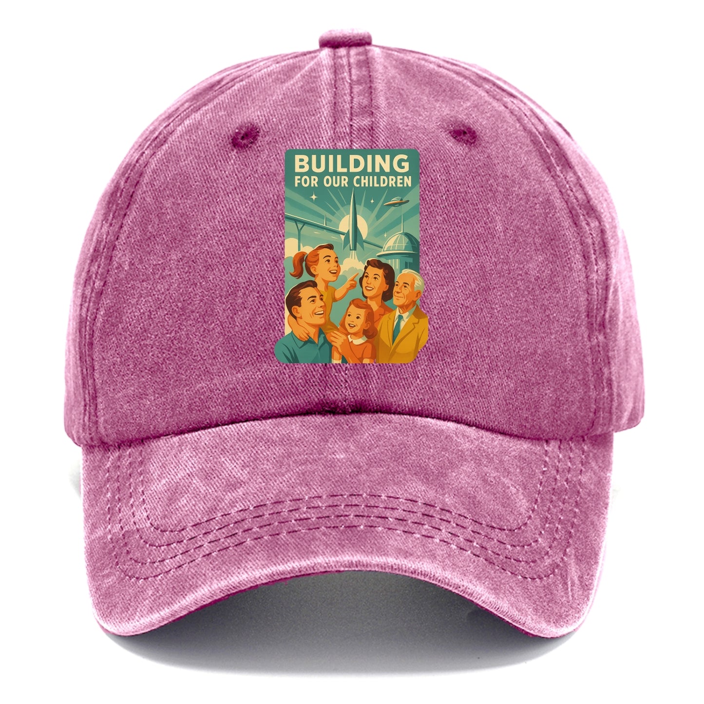 Multiple generations celebrating progress together - "Building for Our Children" - - Classic Cap - Dusty Rose(Rose)