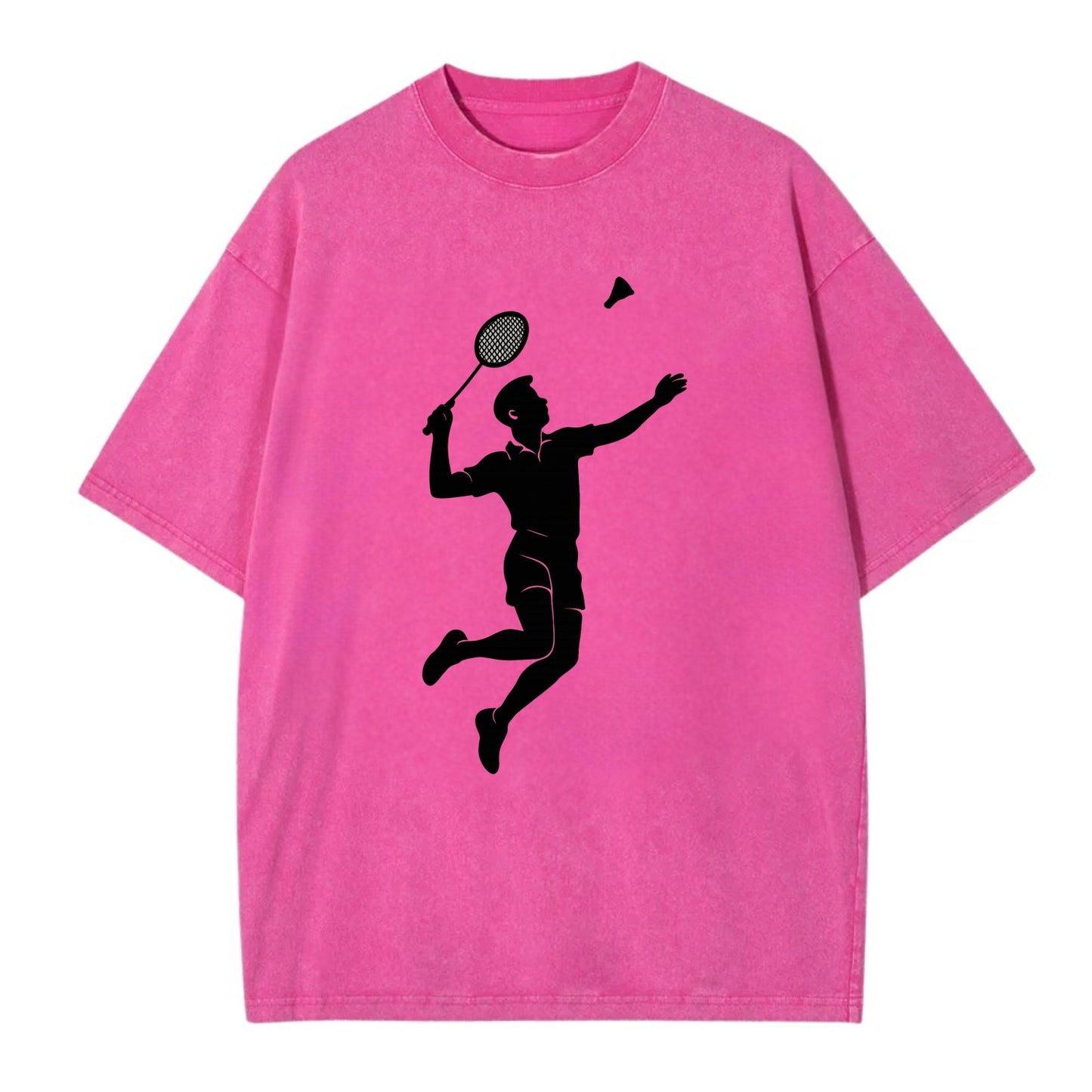 Badminton player jumping for a smash - Vintage T-shirt - Dusty Rose(Rose)