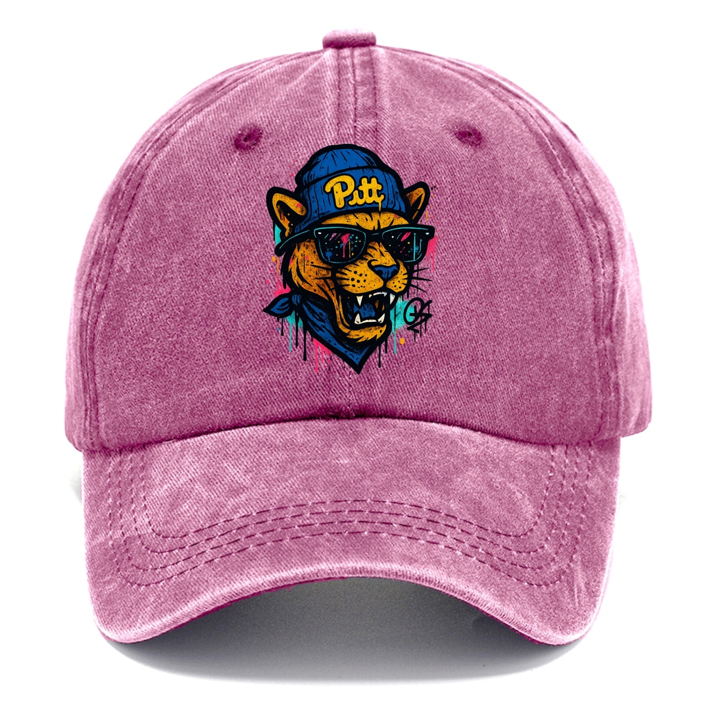 Pittsburgh Panther wearing Pitt beanie with script patch - Classic Cap - Dusty Rose(Rose)