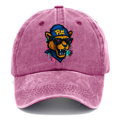 Pittsburgh Panther wearing Pitt beanie with script patch - Classic Cap - Dusty Rose(Rose)