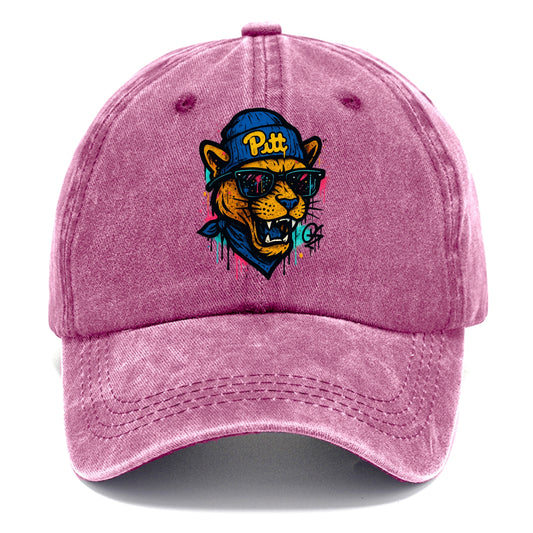 Pittsburgh Panther wearing Pitt beanie with script patch - Classic Cap - Dusty Rose(Rose)