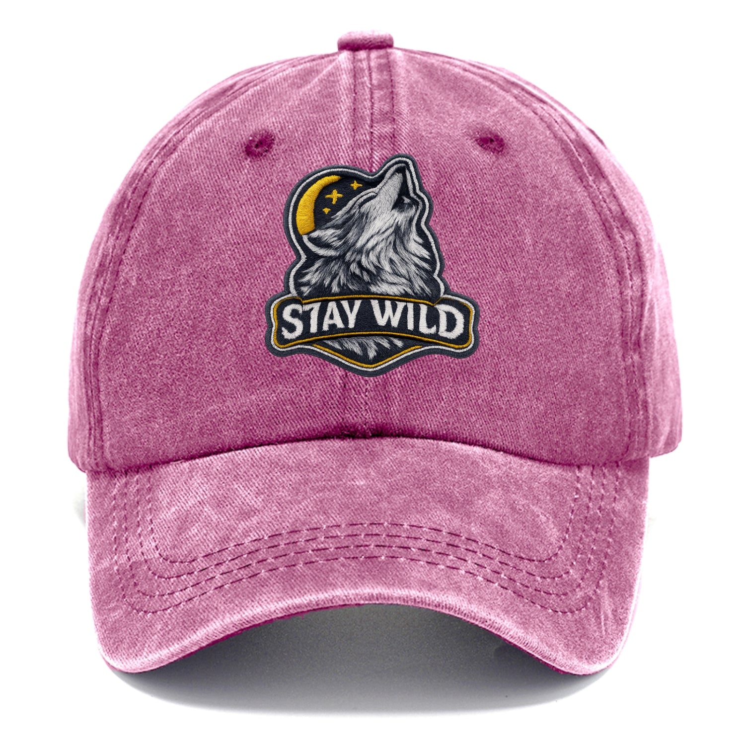 STAY WILD - wolf with text in gray , free spirit - Classic Cap - Dusty Rose(Rose)