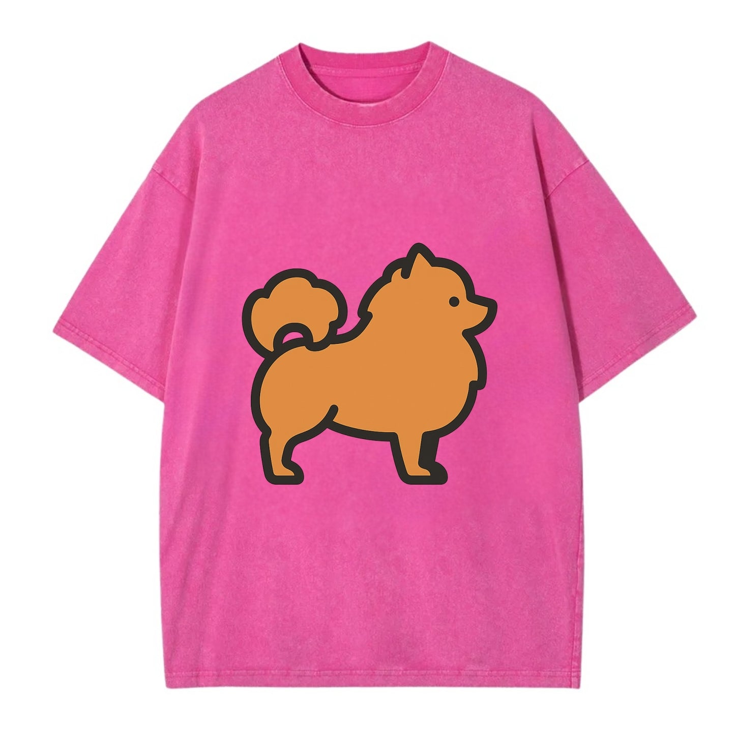 Pomeranian - Orange fluffy flat side profile - Vintage T-shirt - Dusty Rose(Rose)