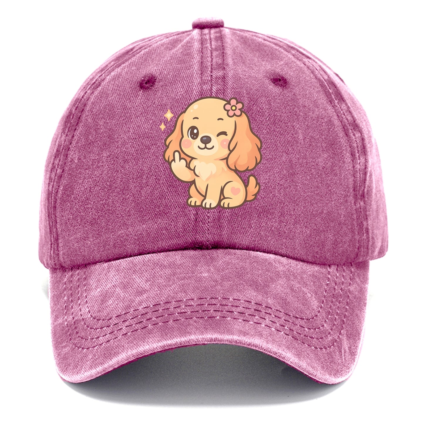 Cocker Spaniel with long wavy ears, gentle face, paw flipping off - Classic Cap - Dusty Rose(Rose)