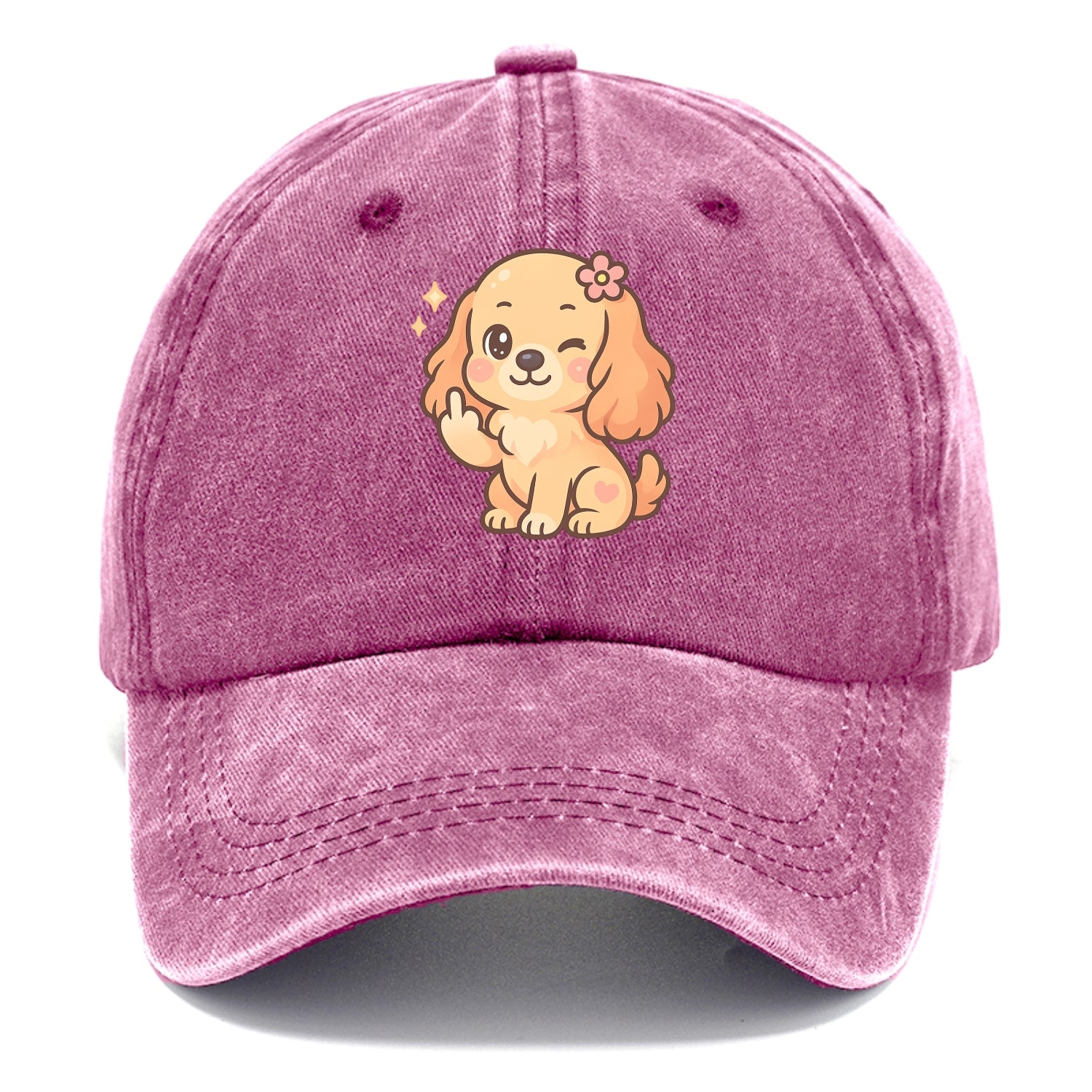 Cocker Spaniel with long wavy ears, gentle face, paw flipping off - Classic Cap - Dusty Rose(Rose)