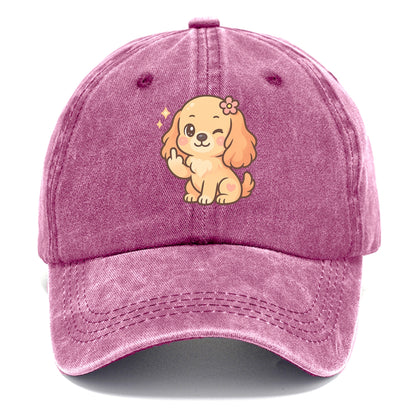 Cocker Spaniel with long wavy ears, gentle face, paw flipping off - Classic Cap - Dusty Rose(Rose)