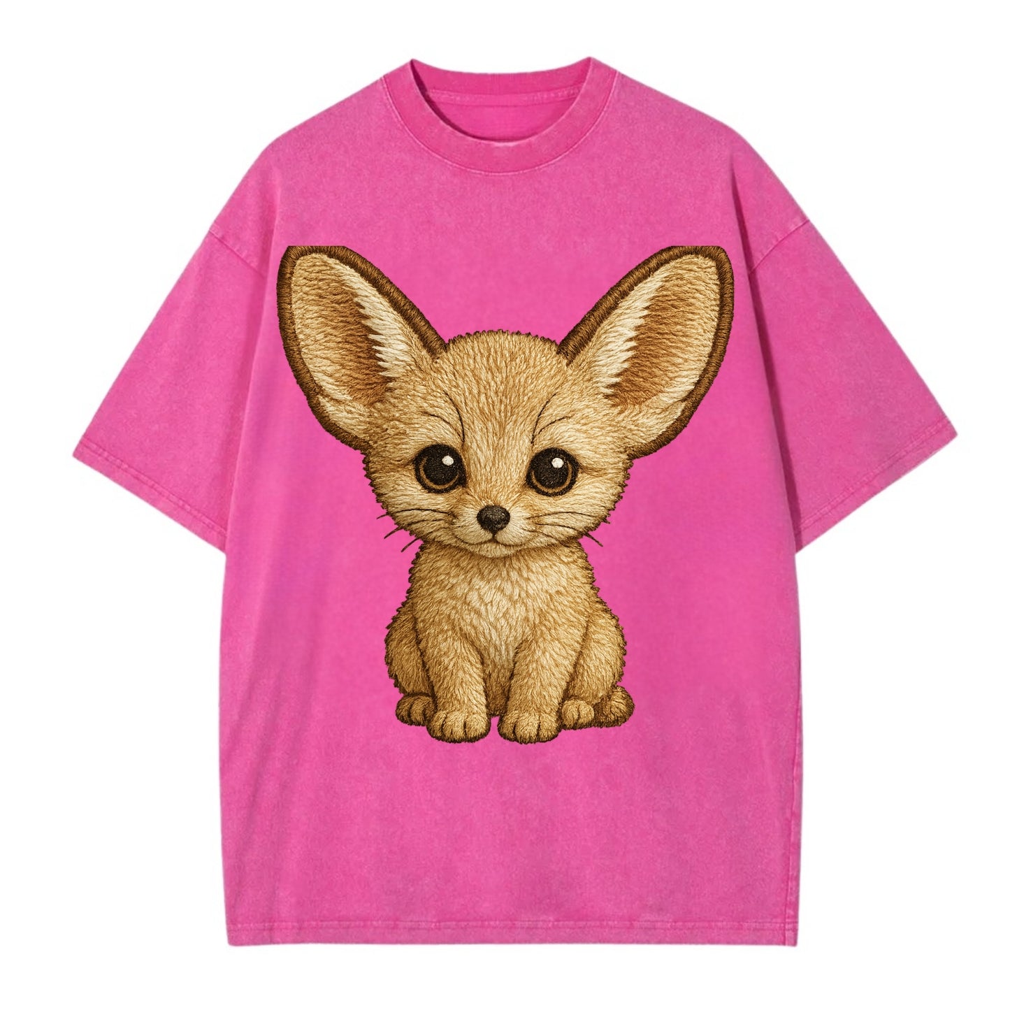 Baby Fennec Fox - huge ears, cream fur, large dark eyes, front-facing, desert baby - Vintage T-shirt - Dusty Rose(Rose)