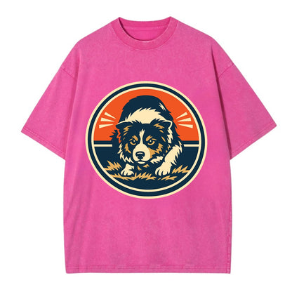 Focused Border Collie Emblem - Vintage T-shirt - Dusty Rose(Rose)