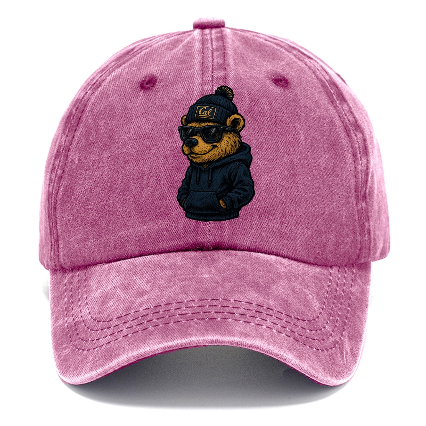 Berkeley Bear wearing Cal beanie with script patch - Classic Cap - Dusty Rose(Rose)