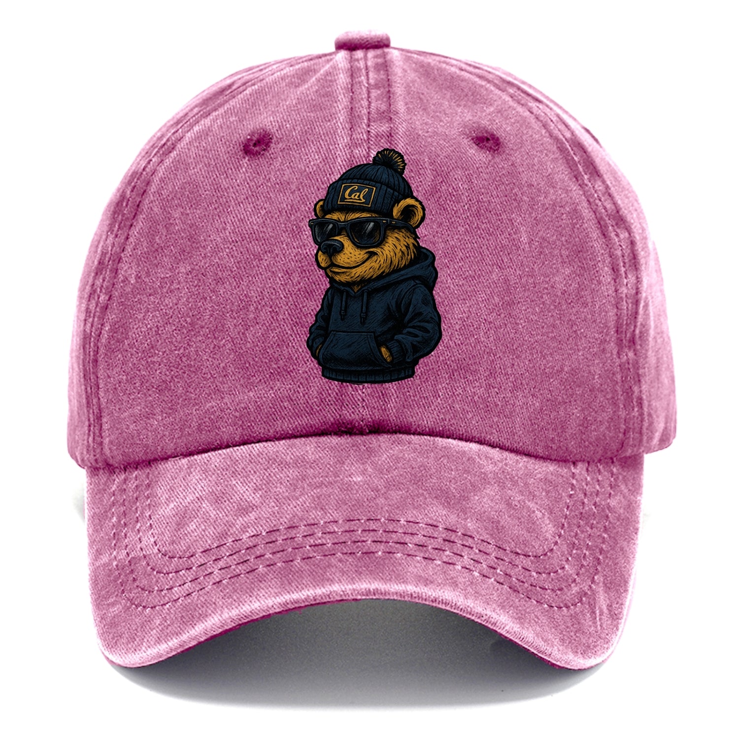 Berkeley Bear wearing Cal beanie with script patch - Classic Cap - Dusty Rose(Rose)