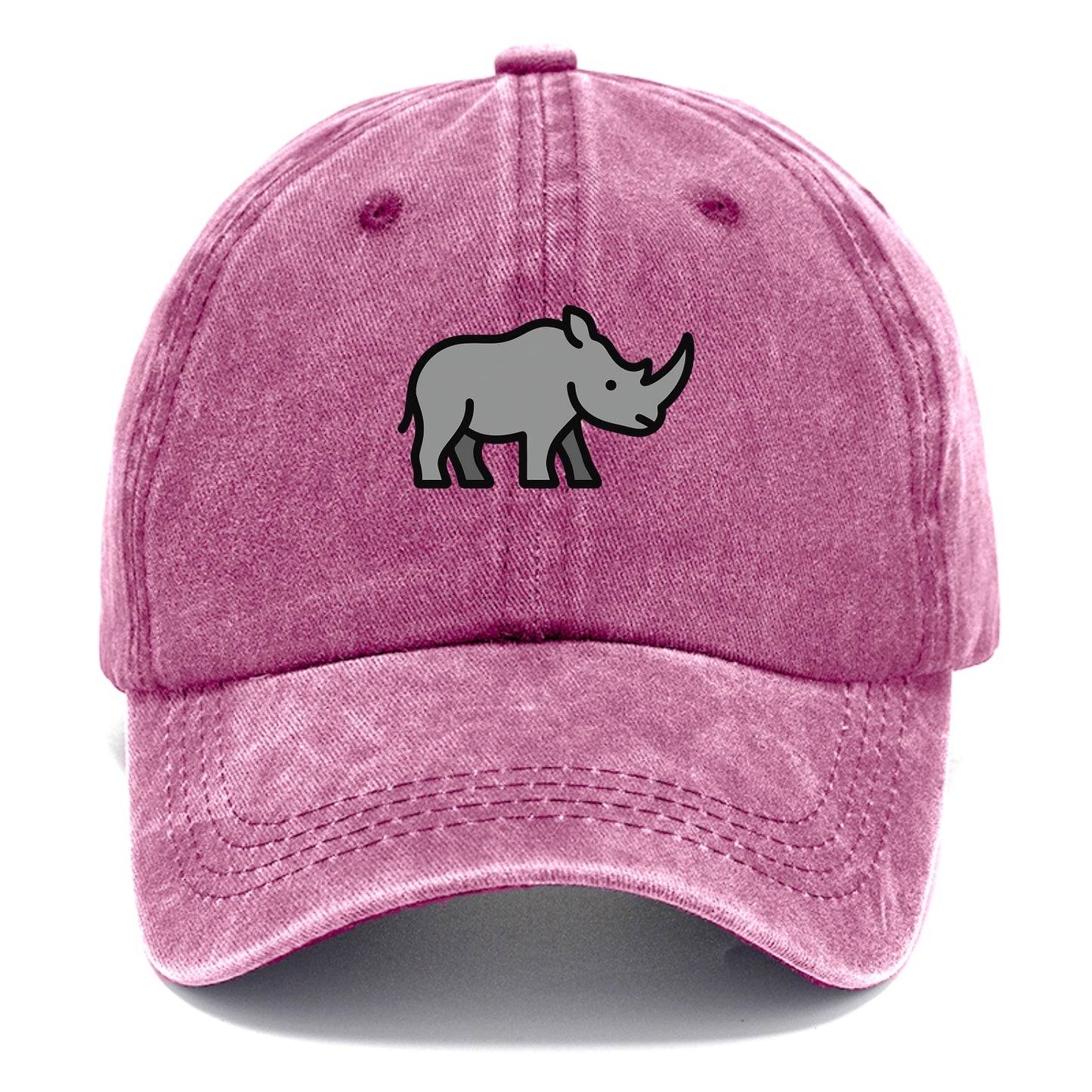 Rhinoceros - Gray with horn flat side profile - Classic Cap - Dusty Rose(Rose)
