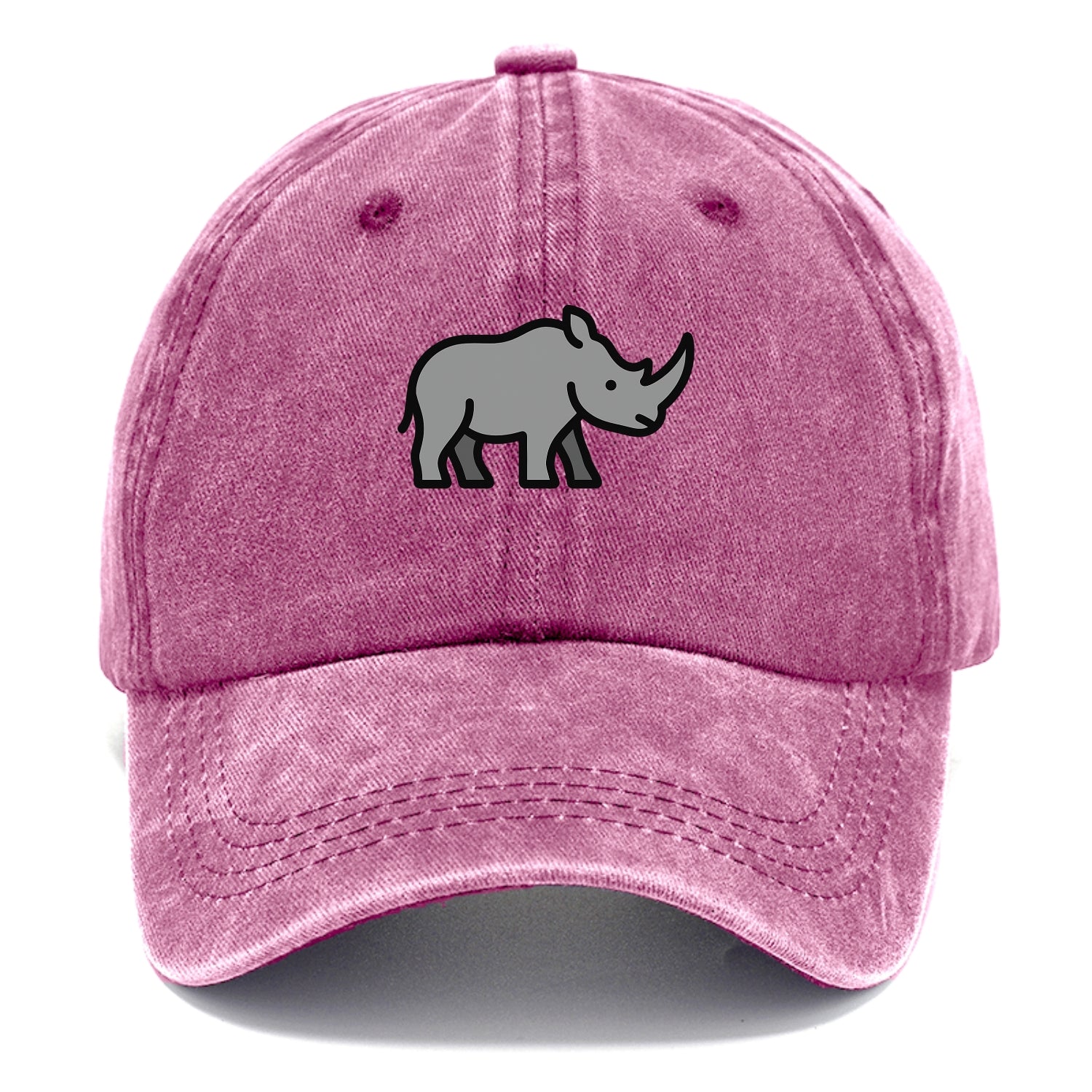 Rhinoceros - Gray with horn flat side profile - Classic Cap - Dusty Rose(Rose)