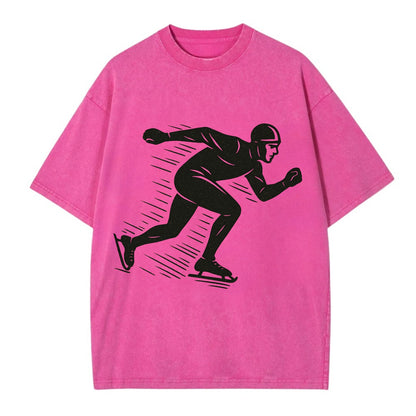 Speed skater in racing crouch - Vintage T-shirt - Dusty Rose(Rose)