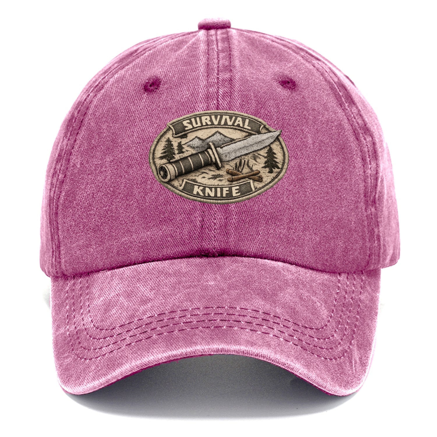 SURVIVAL KNIFE - fixed blade with compass in silver and black , bushcraft - Classic Cap - Dusty Rose(Rose)
