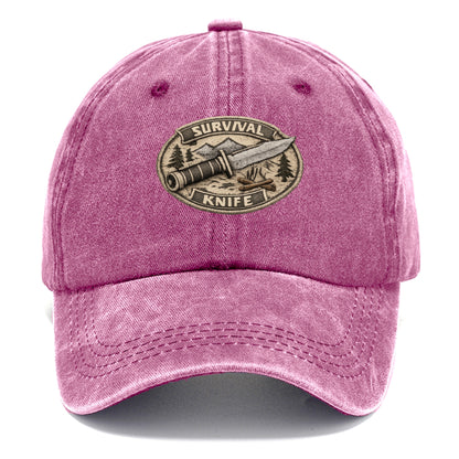 SURVIVAL KNIFE - fixed blade with compass in silver and black , bushcraft - Classic Cap - Dusty Rose(Rose)