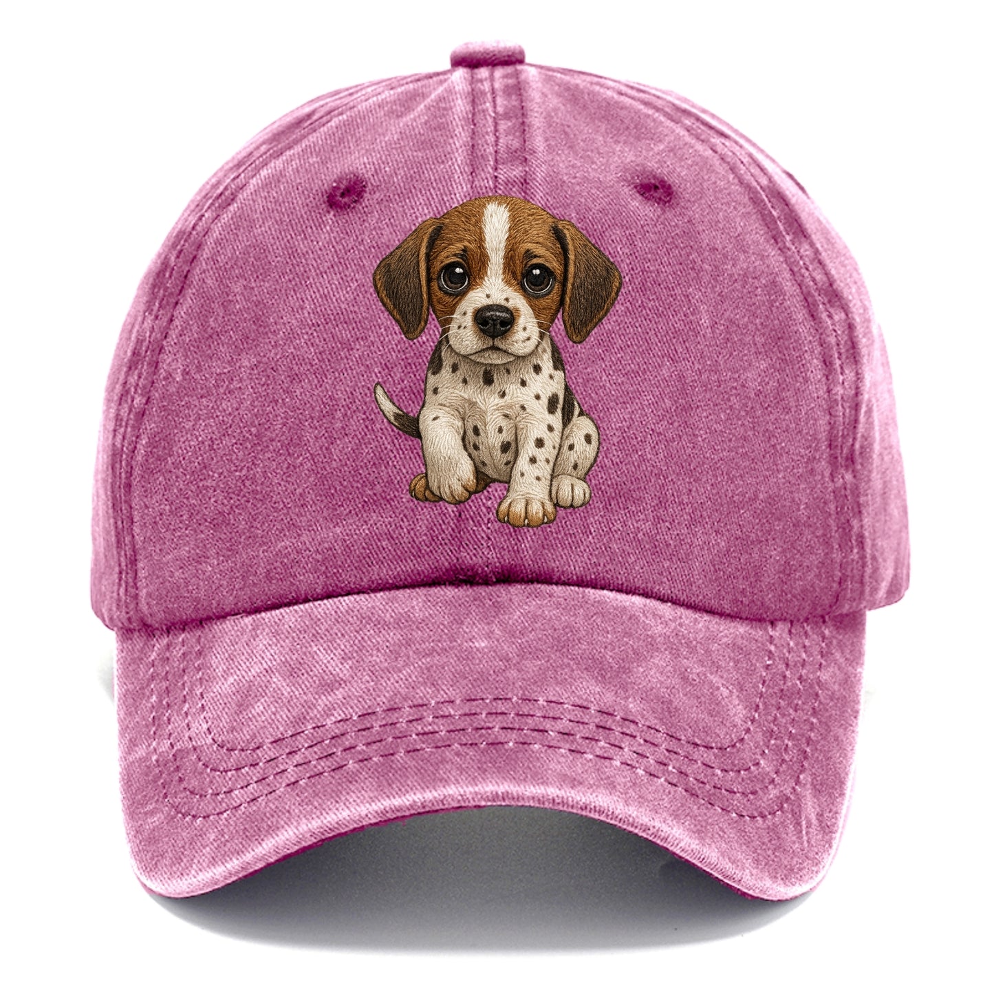 Baby Pointer Puppy - spotted coat, noble stance, alert eyes, front-facing, pointing - Classic Cap - Dusty Rose(Rose)