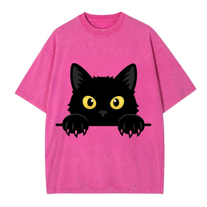 Black Cat  - Vintage T-shirt - Dusty Rose(Rose)