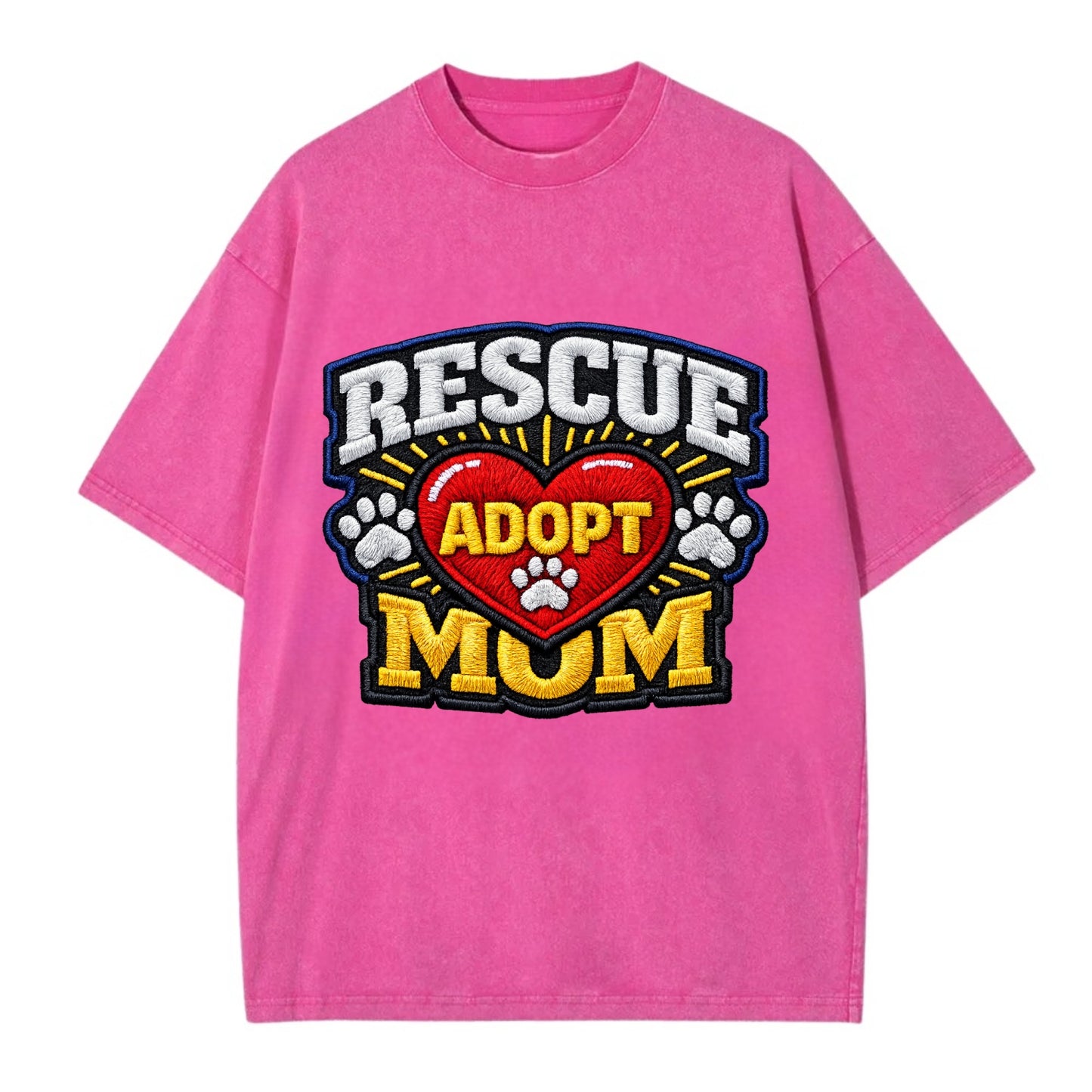 RESCUE MOM - heart with ADOPT text in red , shelter advocate - Vintage T-shirt - Dusty Rose(Rose)