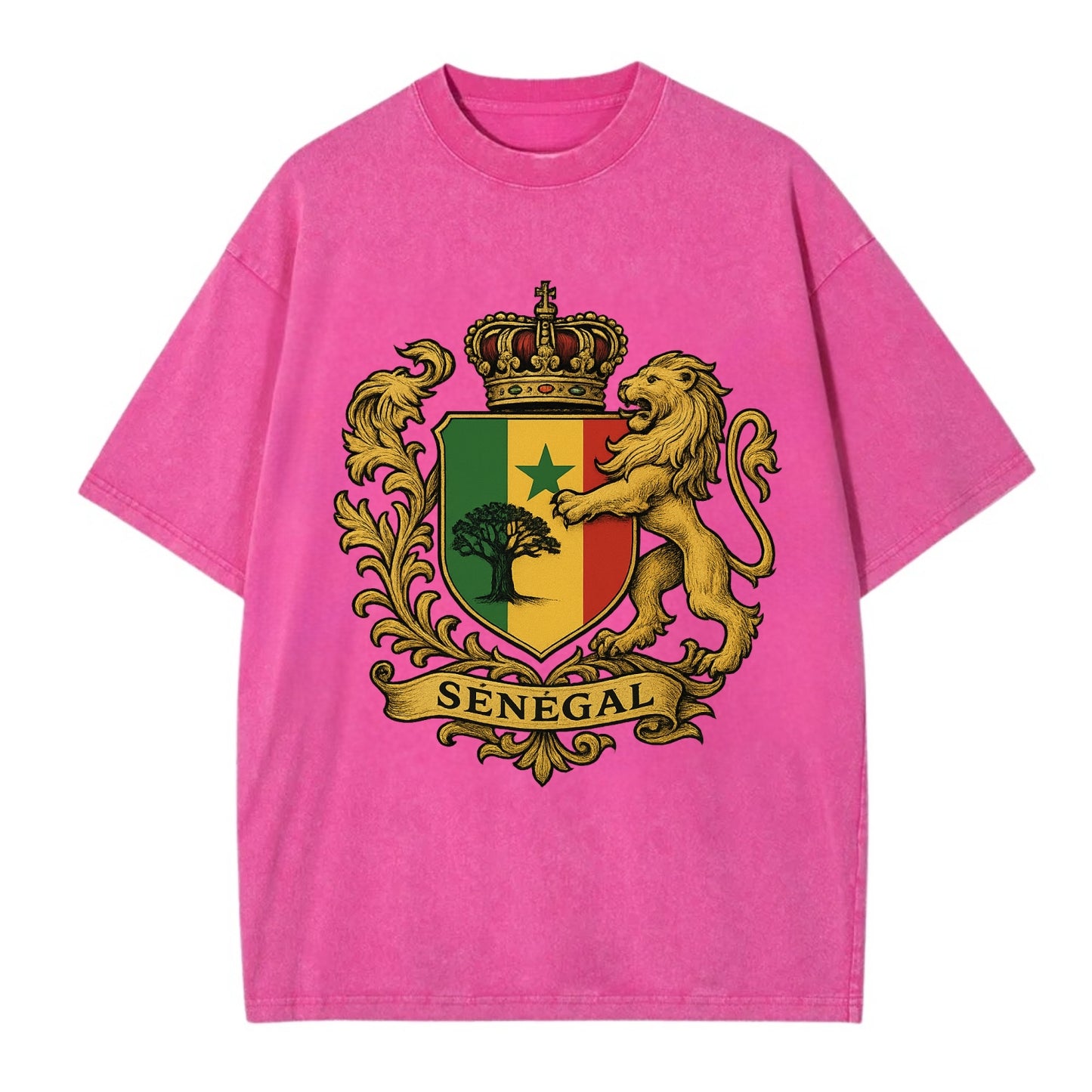 Senegal Lion Emblem  - Vintage T-shirt - Dusty Rose(Rose)