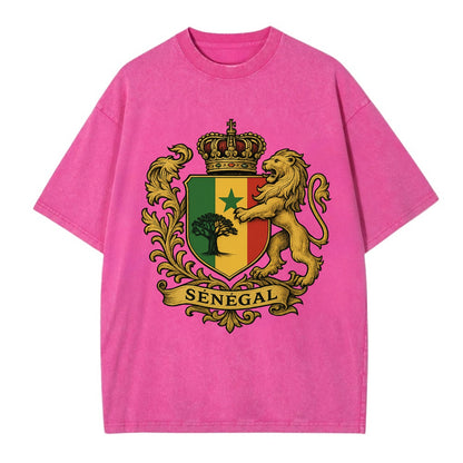 Senegal Lion Emblem  - Vintage T-shirt - Dusty Rose(Rose)