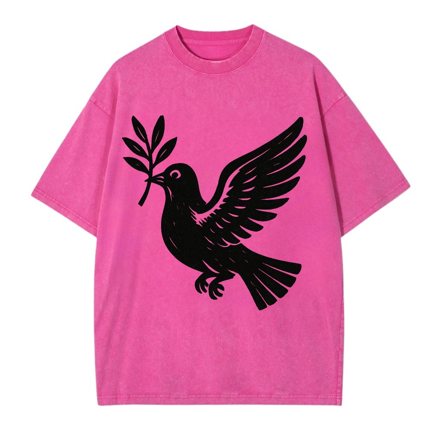 Dove carrying olive branch - peace movement ink painting - Vintage T-shirt - Dusty Rose(Rose)