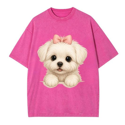 Maltese  - Vintage T-shirt - Dusty Rose(Rose)