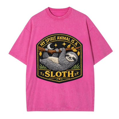 MY SPIRIT ANIMAL IS A SLOTH - lazy sloth in gray , slow life - Vintage T-shirt - Dusty Rose(Rose)
