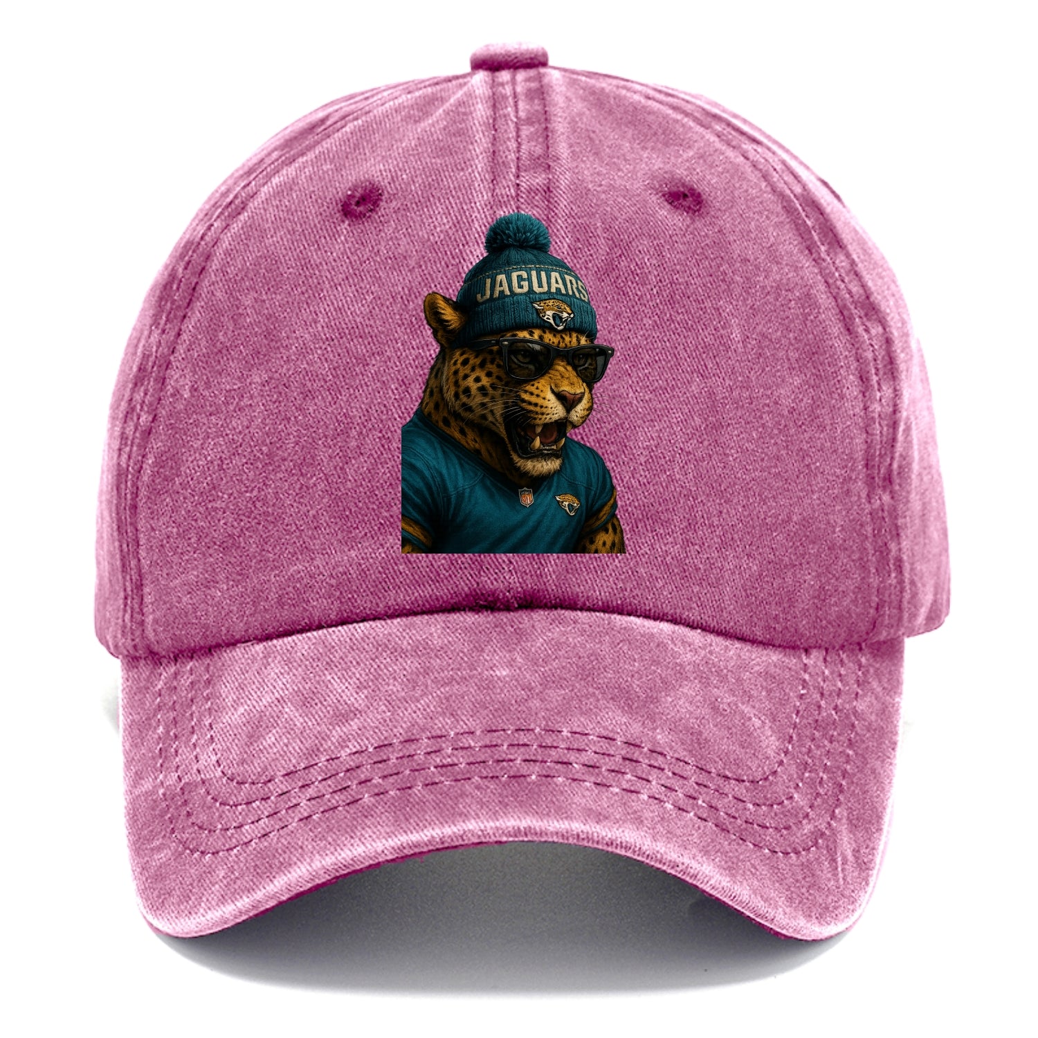 Jacksonville Jaguar wearing Jaguars teal and gold beanie with pom pom and wayfarer - Classic Cap - Dusty Rose(Rose)