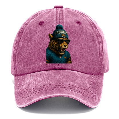 Jacksonville Jaguar wearing Jaguars teal and gold beanie with pom pom and wayfarer - Classic Cap - Dusty Rose(Rose)