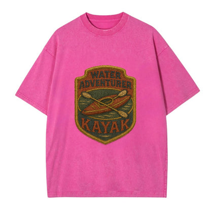 Kayak with paddle - water adventurer - Vintage T-shirt - Dusty Rose(Rose)