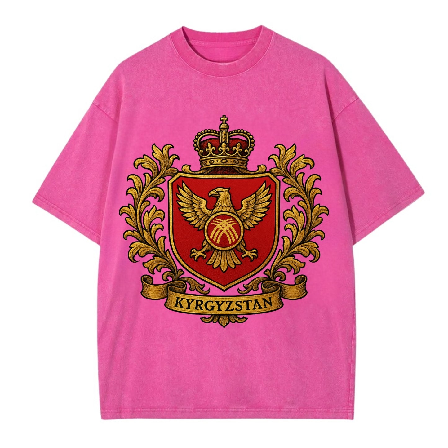 Kyrgyzstan Heritage Badge  - Vintage T-shirt - Dusty Rose(Rose)