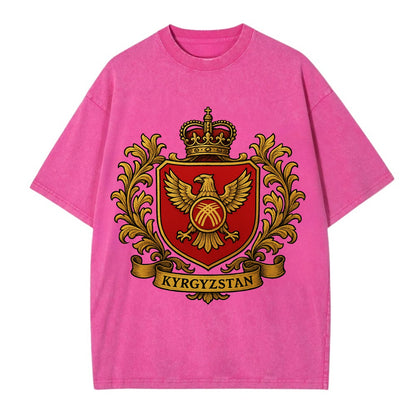 Kyrgyzstan Heritage Badge  - Vintage T-shirt - Dusty Rose(Rose)