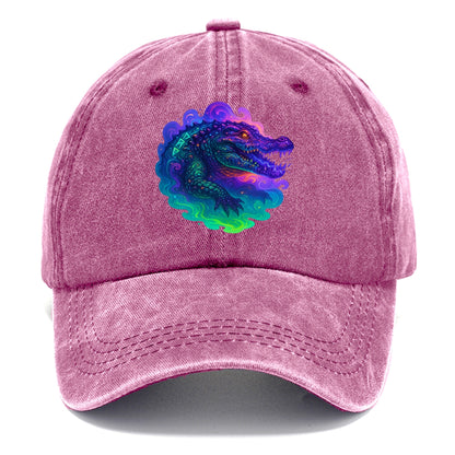 Primordial crocodile with scales pulsing plasma energy in green and purple, ancient - Classic Cap - Dusty Rose(Rose)