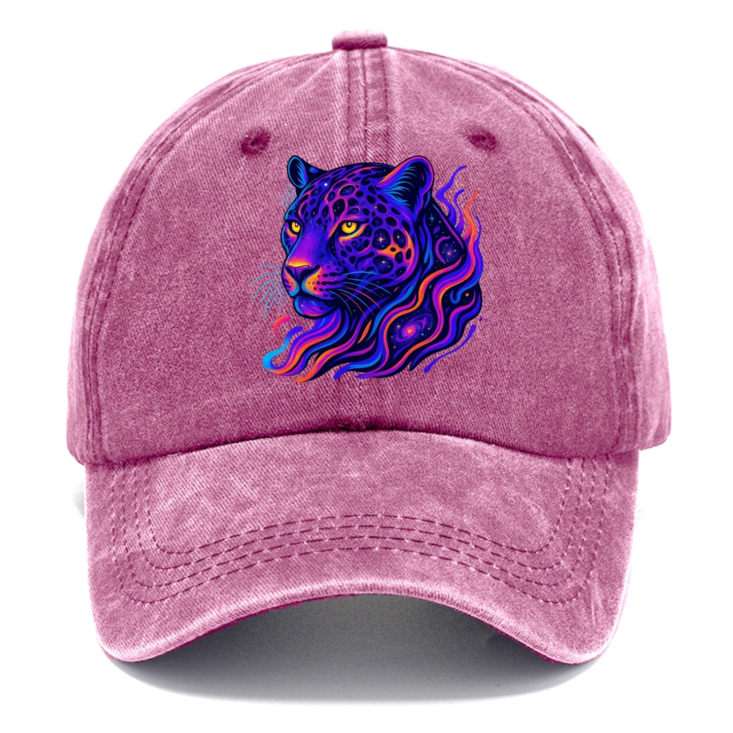 Powerful jaguar with rosettes containing miniature galaxies, cosmic purple and orange - Classic Cap - Dusty Rose(Rose)