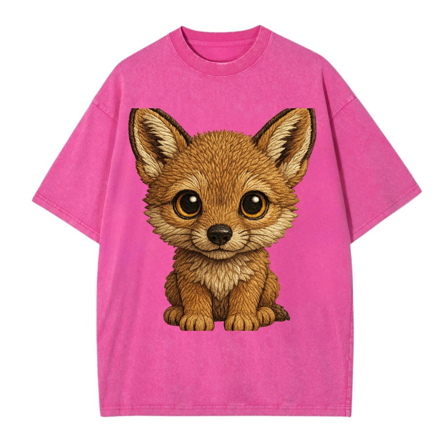 Baby Coyote Pup - tan fur, large ears, golden eyes, front-facing, clever baby - Vintage T-shirt - Dusty Rose(Rose)