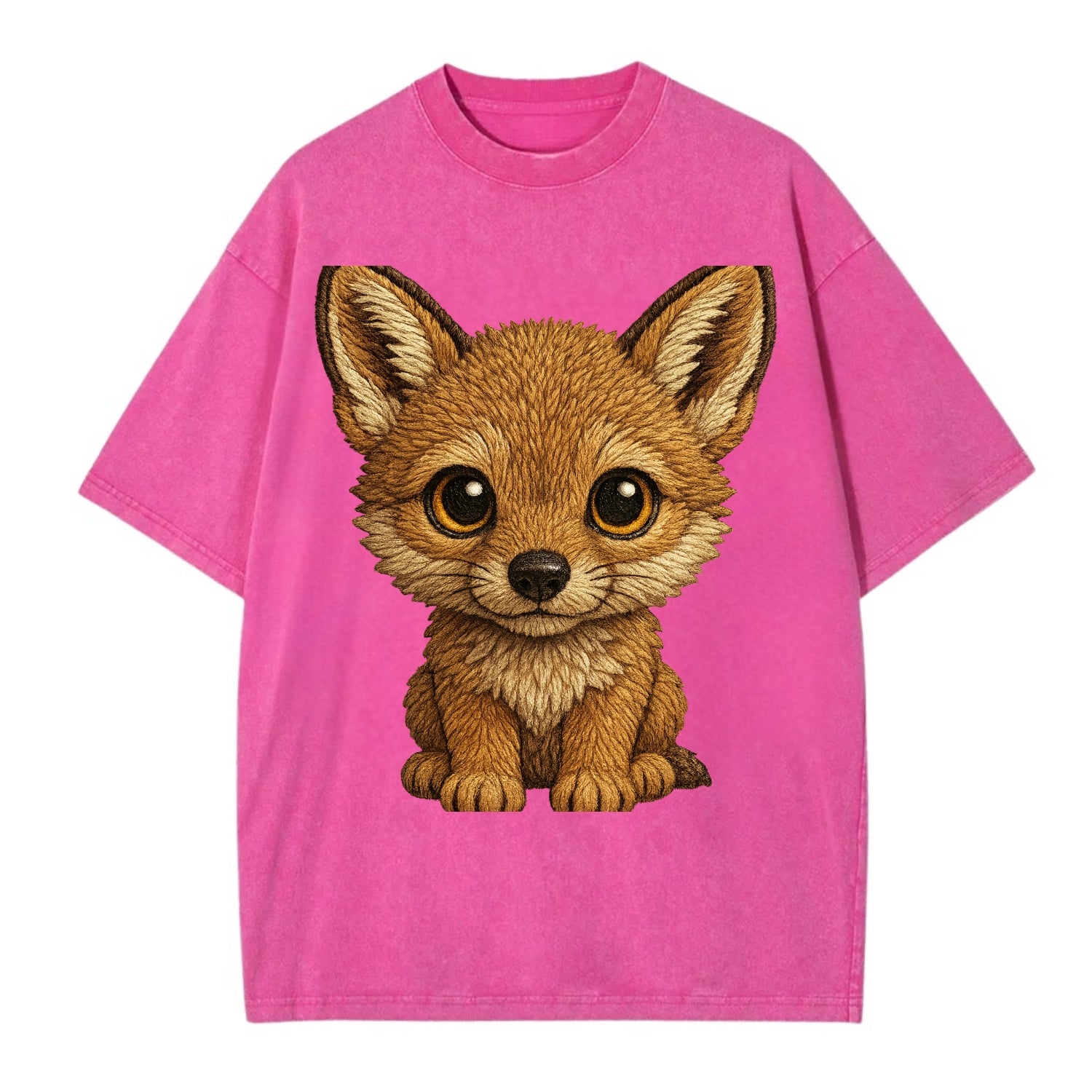 Baby Coyote Pup - tan fur, large ears, golden eyes, front-facing, clever baby - Vintage T-shirt - Dusty Rose(Rose)