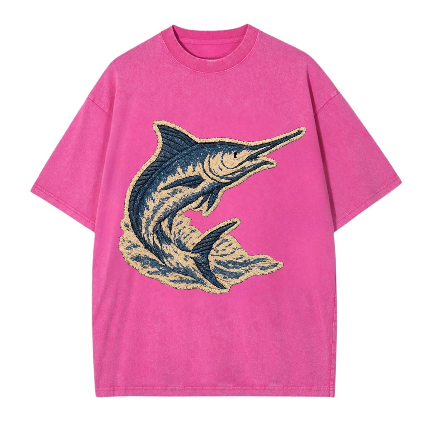 SWORDFISH MARLIN - leaping marlin in blue and silver , sport fishing - Vintage T-shirt - Dusty Rose(Rose)