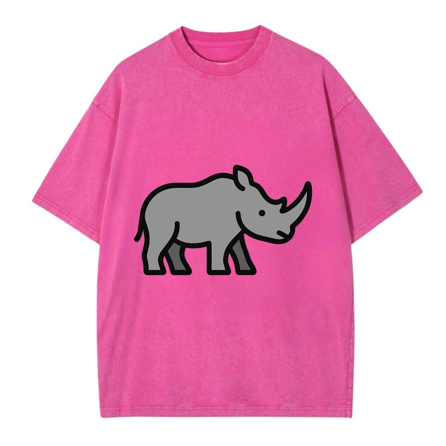 Rhinoceros - Gray with horn flat side profile - Vintage T-shirt - Dusty Rose(Rose)