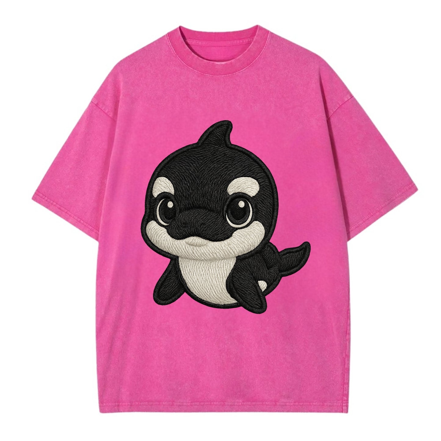 Baby Orca - black and white pattern, white eye patch, front-facing, curious and - Vintage T-shirt - Dusty Rose(Rose)