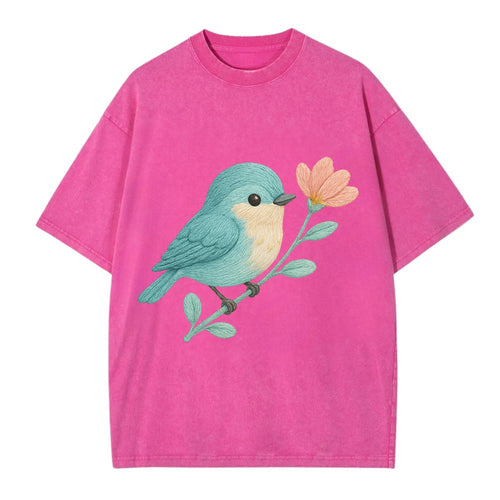 Aqua Chickadee - Vintage T-shirt