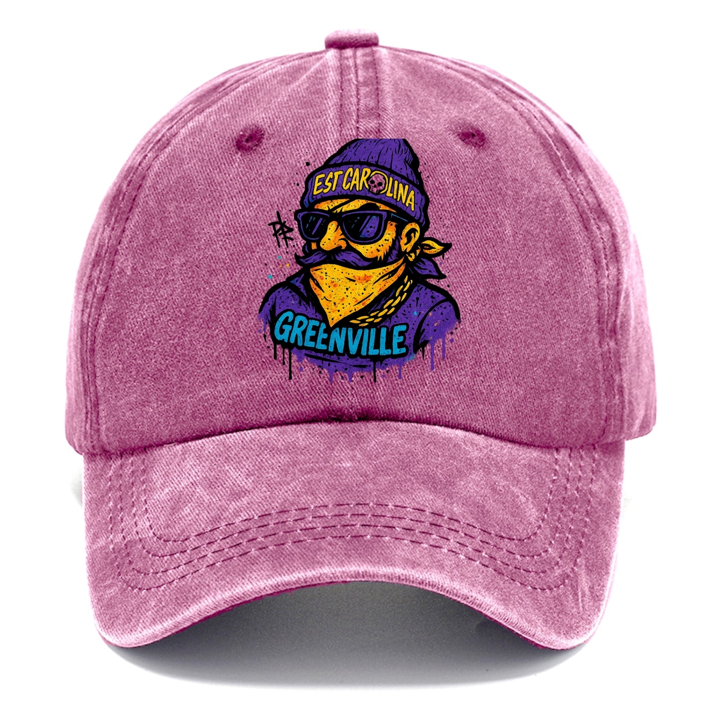 Greenville Pirate wearing East Carolina beanie with skull patch - Classic Cap - Dusty Rose(Rose)