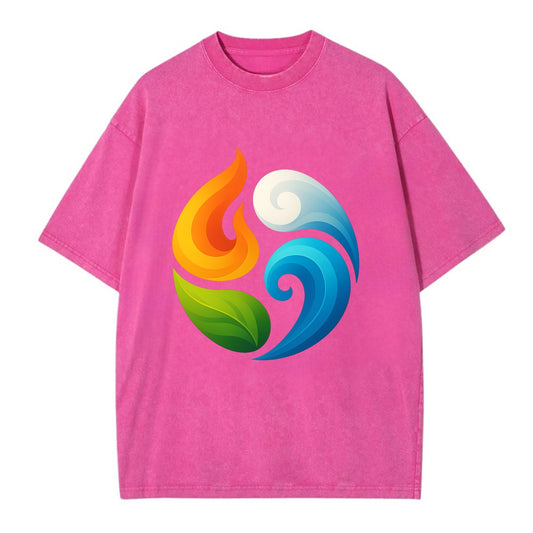 Four Elements Dance - Fire orange, water - Vintage T-shirt - Dusty Rose(Rose)