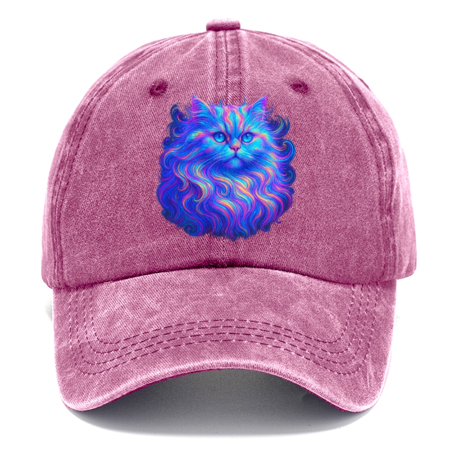 Luxurious Persian cat with flowing fur that refracts into rainbow prisms, soft pastel - Classic Cap - Dusty Rose(Rose)