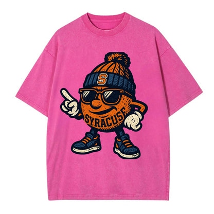 Syracuse Orange wearing Syracuse beanie with S patch - Vintage T-shirt - Dusty Rose(Rose)