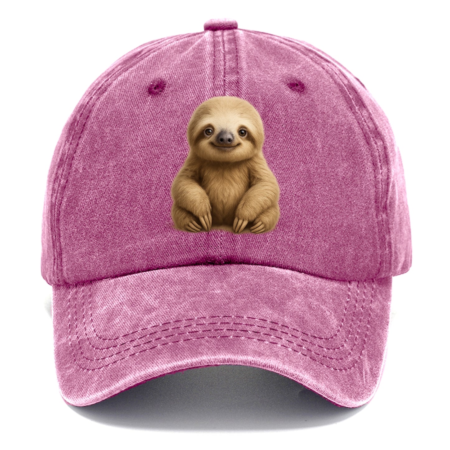 Baby Sloth - tan fur, long arms, peaceful smile, gentle eyes, front-facing, zen - Classic Cap - Dusty Rose(Rose)