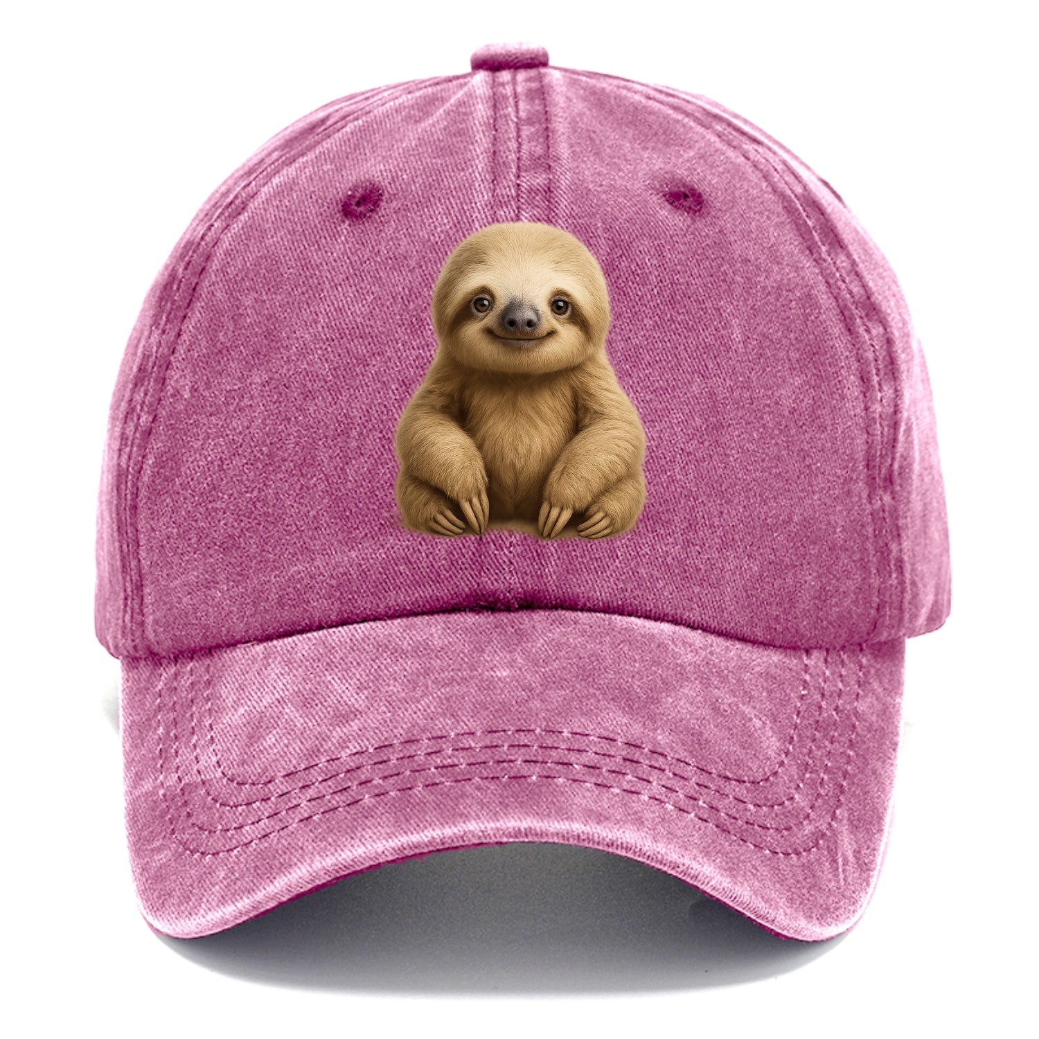 Baby Sloth - tan fur, long arms, peaceful smile, gentle eyes, front-facing, zen - Classic Cap - Dusty Rose(Rose)
