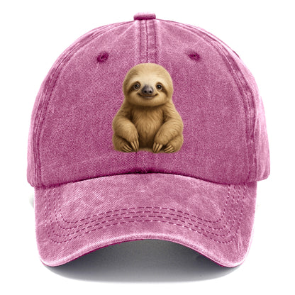Baby Sloth - tan fur, long arms, peaceful smile, gentle eyes, front-facing, zen - Classic Cap - Dusty Rose(Rose)